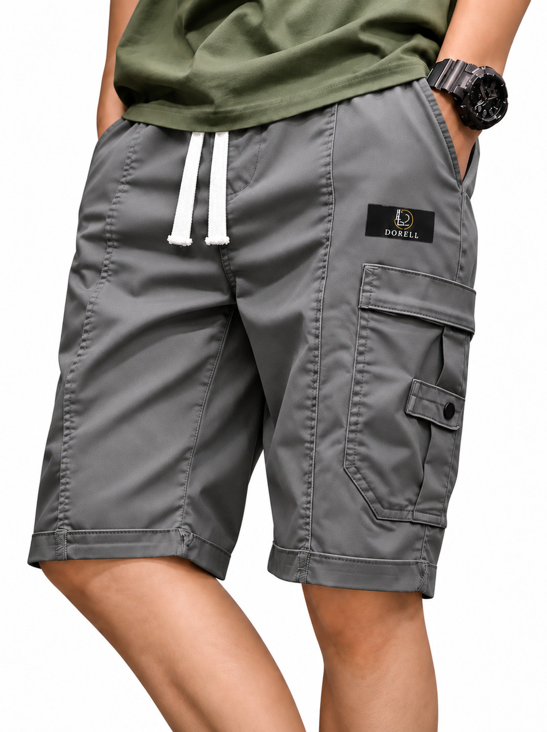Image of dorell Solid Men Grey Cargo Shorts