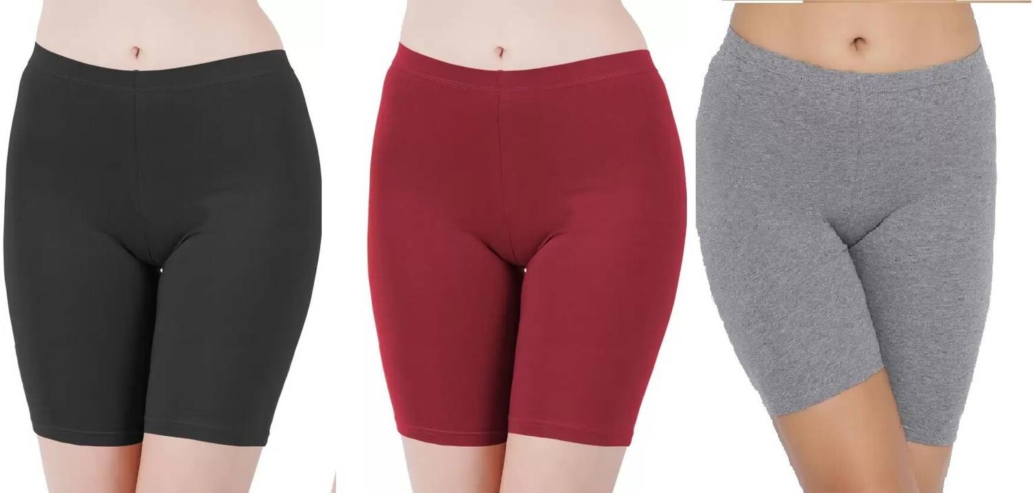 arLa APPAREL Solid Women Black, Maroon, Grey Cycling Shorts