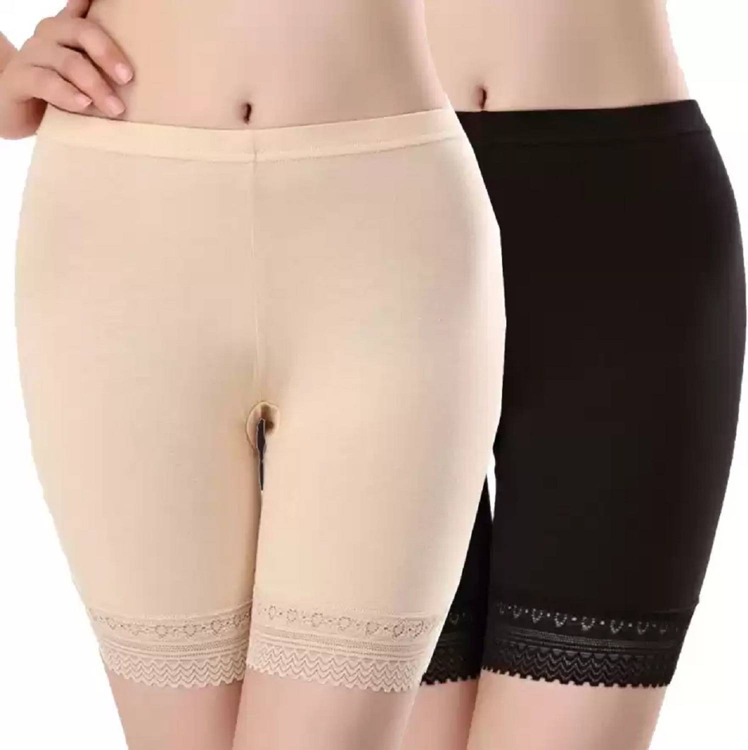 Ullas Solid Women Black, Beige Cycling Shorts