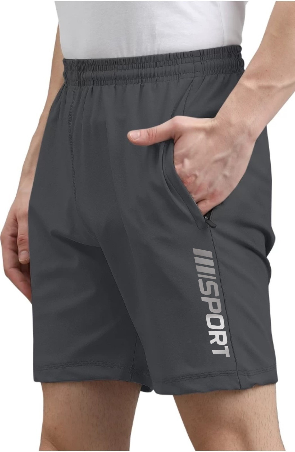 Image of skyrow Printed Men Dark Grey Regular Shorts