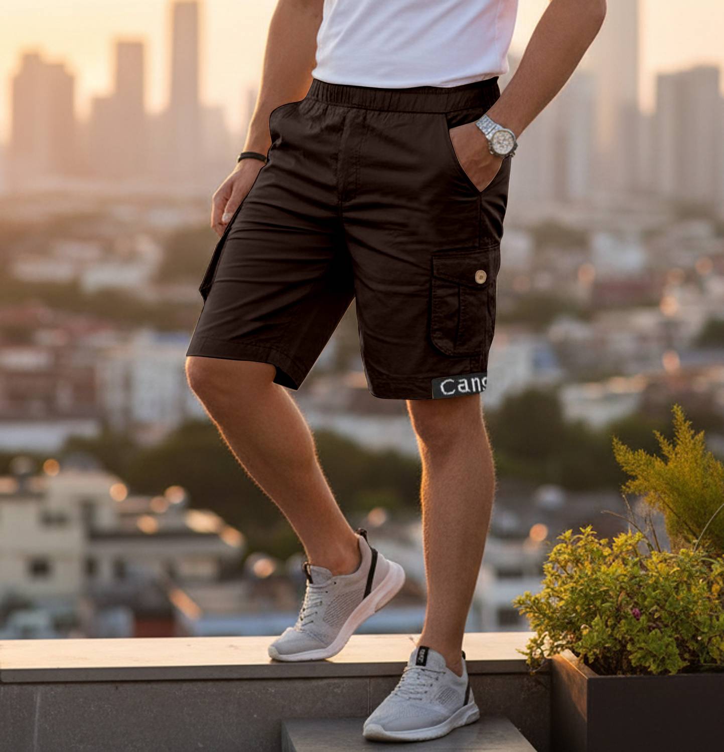 ANAGHTECHNOLOGY Solid Men Brown Cargo Shorts