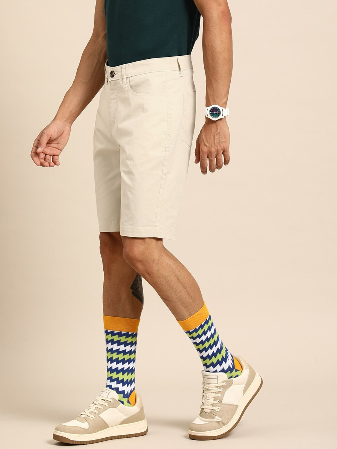 Image of United Colors of Benetton Solid Men Blue Casual Shorts