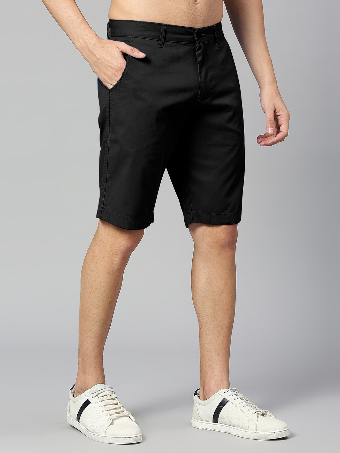 Image of Thomas Scott Solid Men Black Chino Shorts