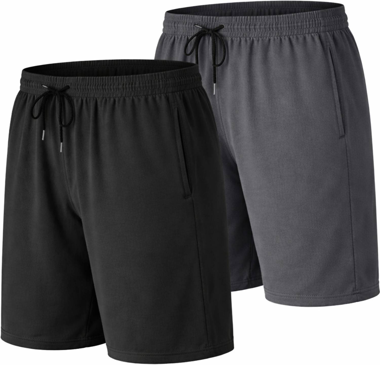 Ashkart Pack of 2 Solid Men Dark Grey, Black Gym Shorts