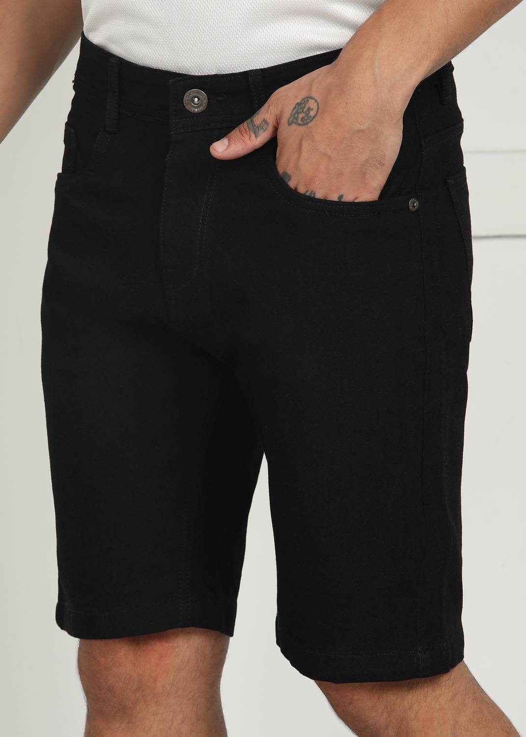 DENIM LOOK Solid Men Denim Black Baggy Shorts - Buy DENIM LOOK