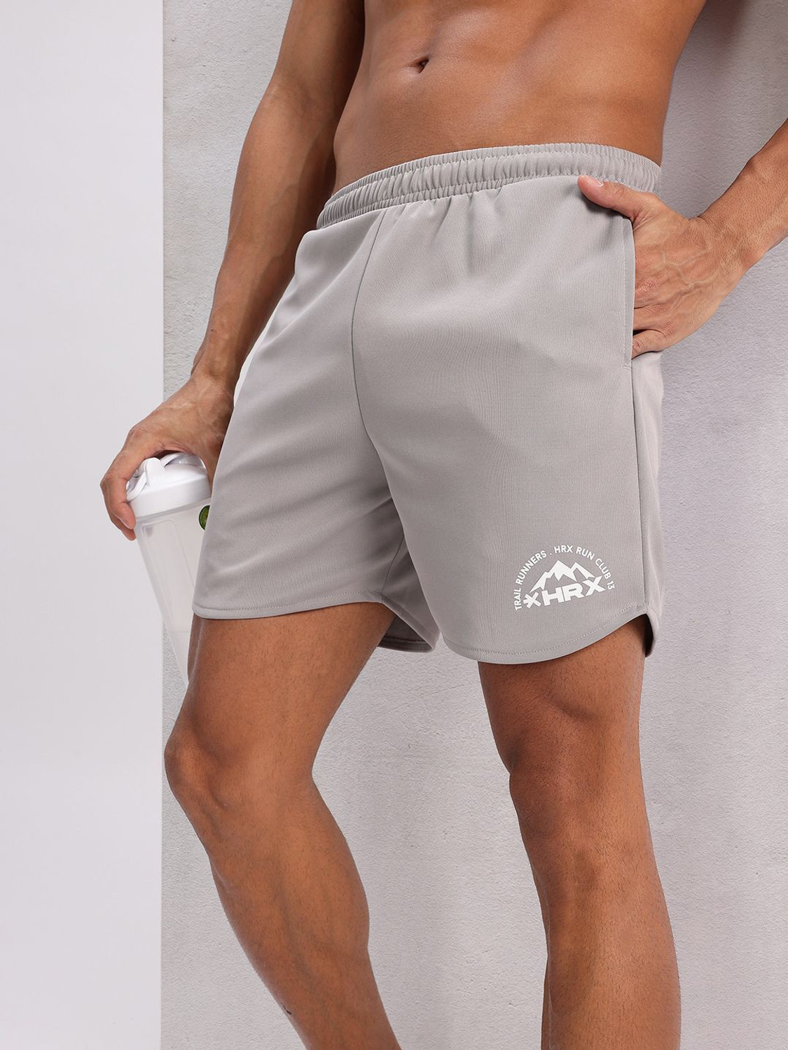 Image of HRX by Hrithik Roshan Solid Men Grey Sports Shorts