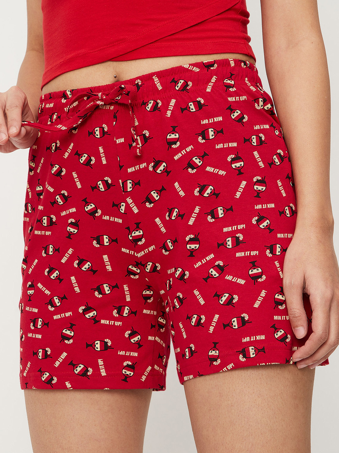 Image of MAX Printed Women Red Regular Shorts