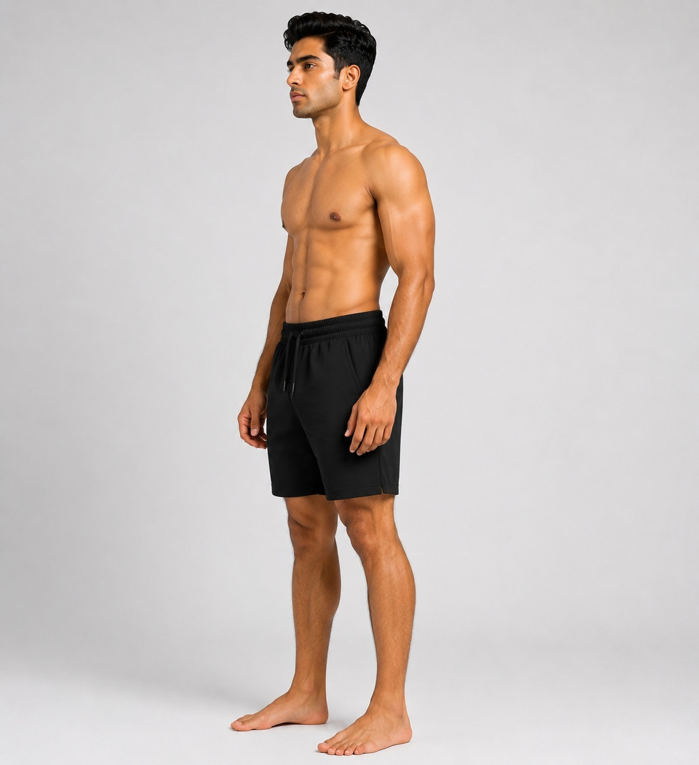 Image of VibePulse Printed Men Black Swim Shorts, Sports Shorts, Casual Shorts