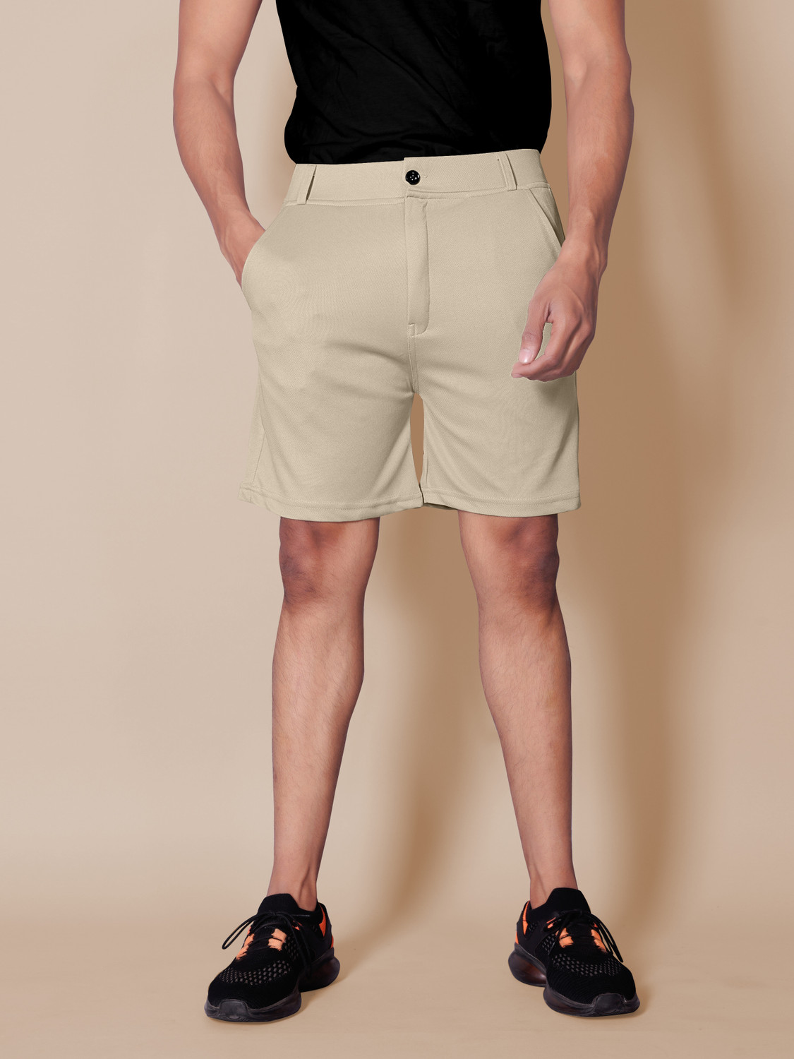 Image of Flicfol Self Design Men Khaki Casual Shorts