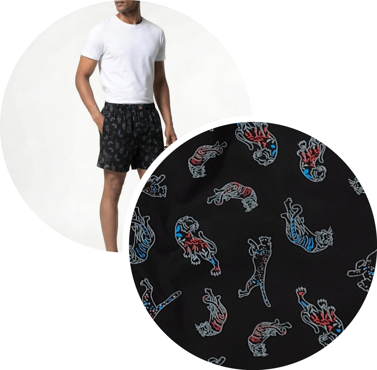 Image of Zafly Pack of 2 Printed Men Grey, Black Boxer Shorts