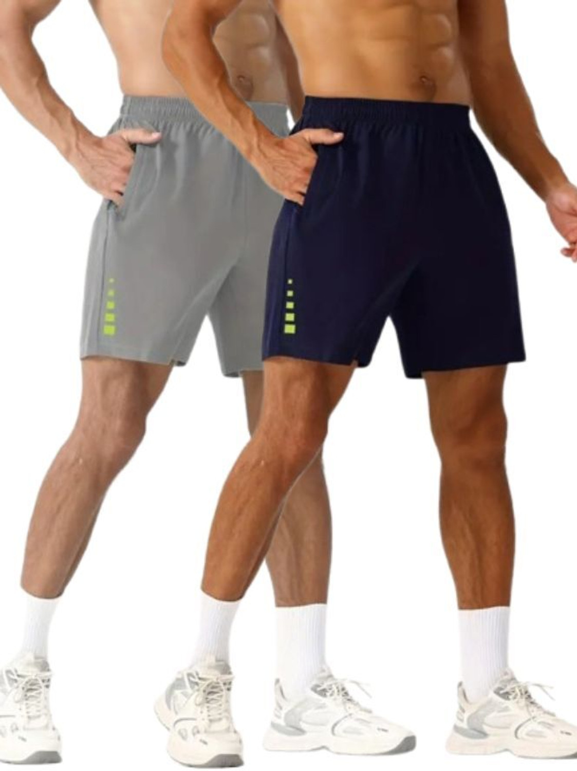 Image of coastal clothier Solid Men Grey, Dark Blue Gym Shorts