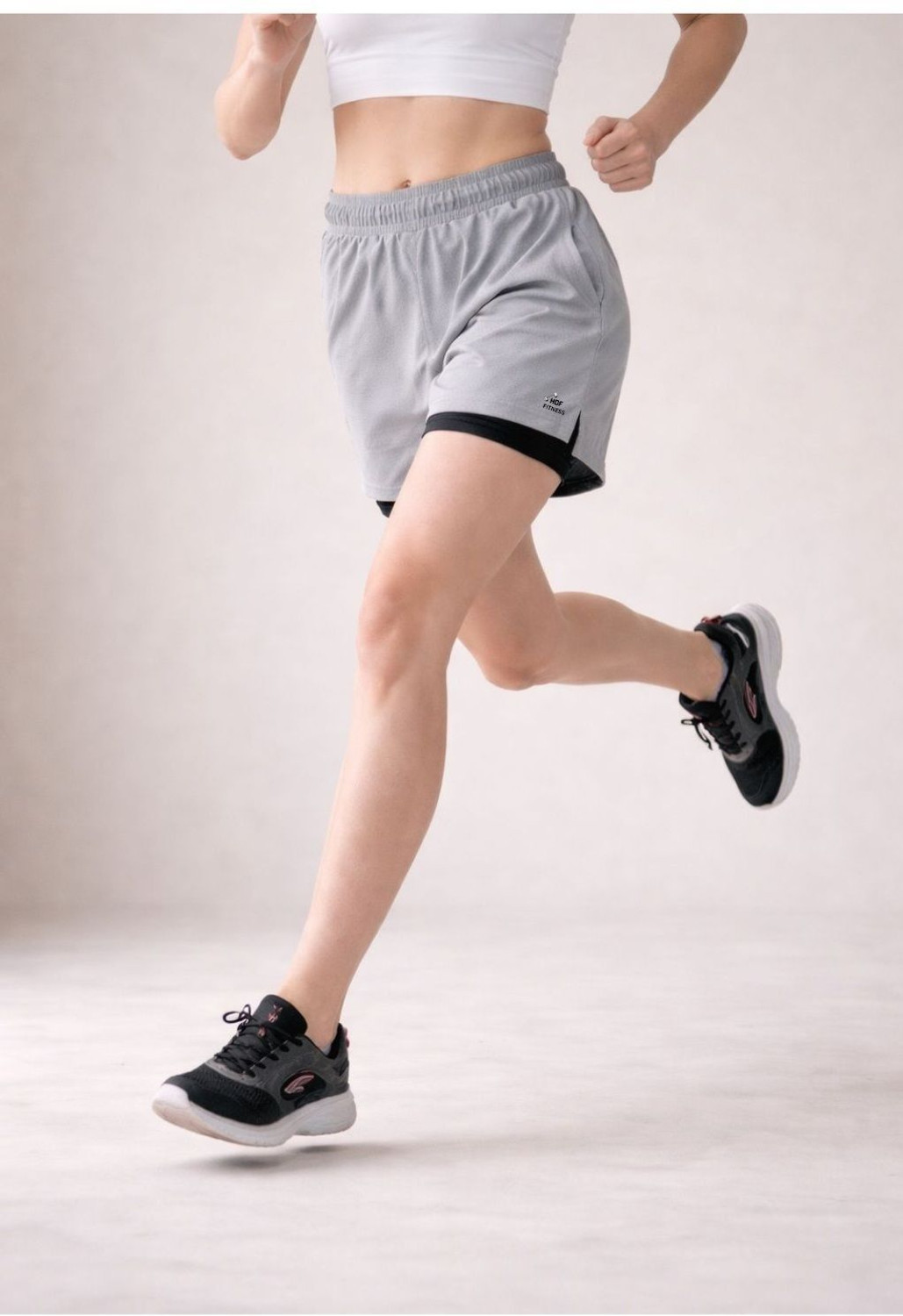 Image of HOUSE OF FUSION Solid Women Grey, Black Gym Shorts, Cycling Shorts, Running Shorts, Sports Shorts, Casual Shorts