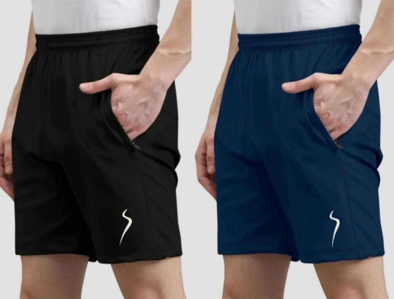 BTMZ Solid Men Black, Dark Blue Sports Shorts