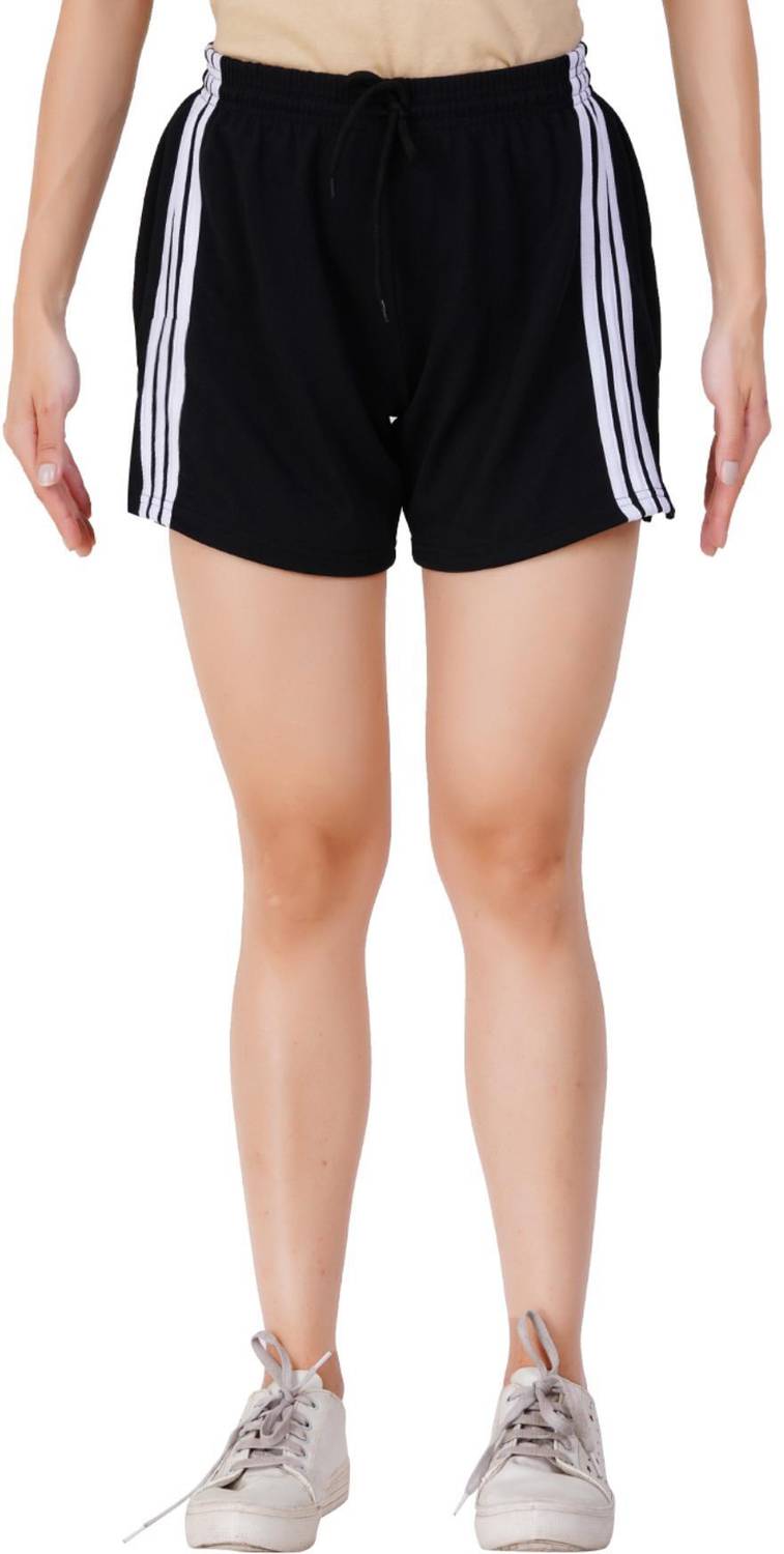 Blacktail Striped Women Black, White Cycling Shorts
