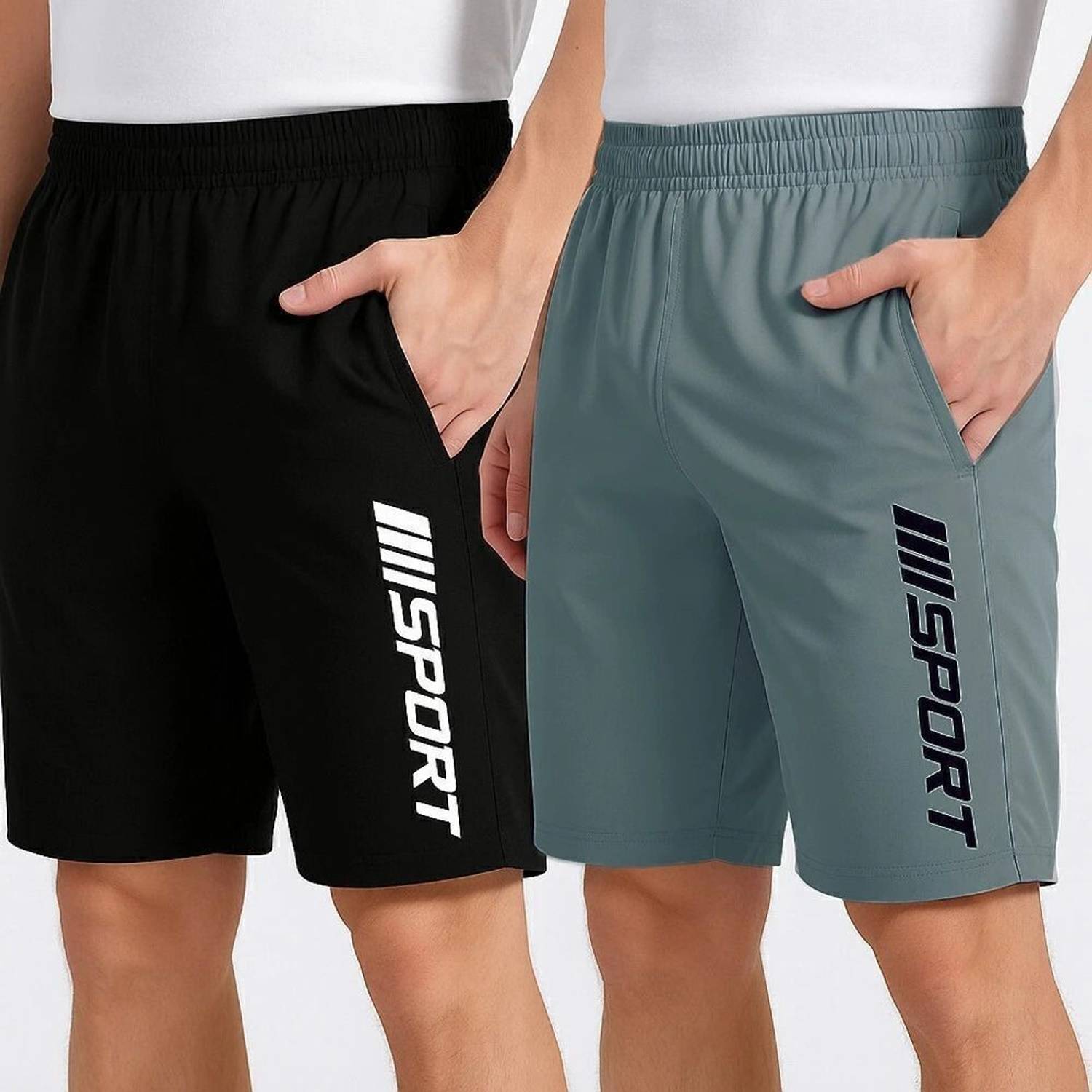 FLYZENSolidMenBlack,GreyRegularShorts