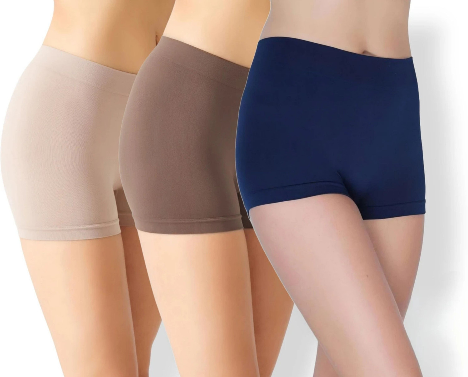 Image of Kesar Lingeries Solid Women Beige, Brown, Dark Blue Compression Shorts