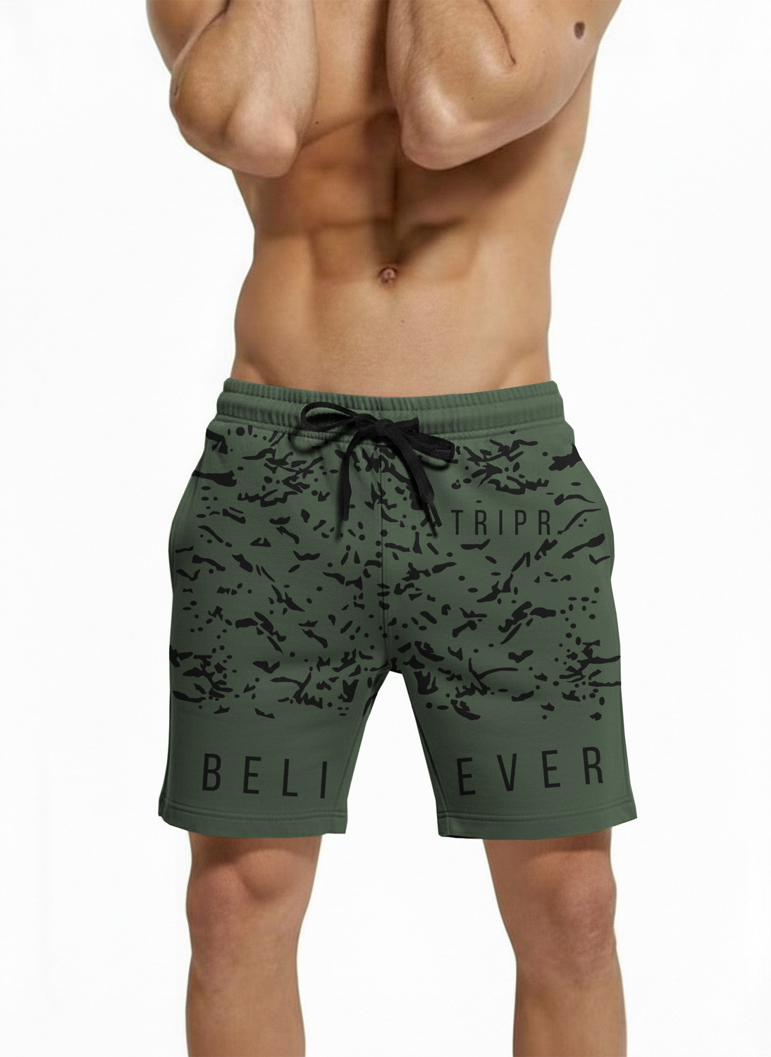 Image of TRIPR Printed Men Dark Green Regular Shorts