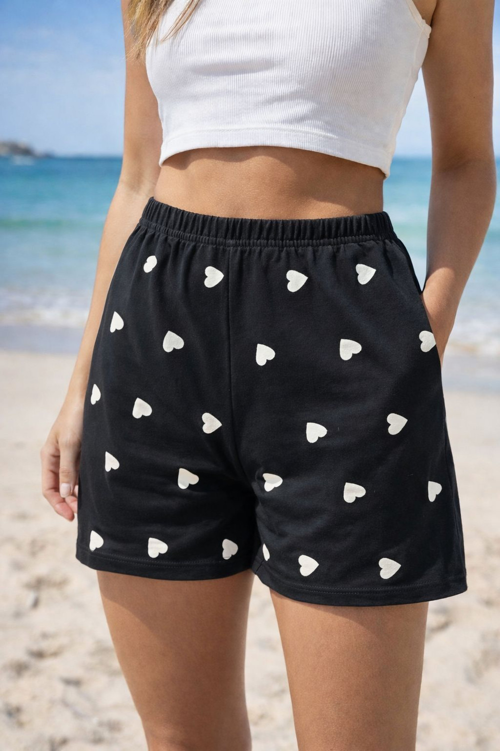 Image of CRAZY WEAR Printed Women White, Black Night Shorts