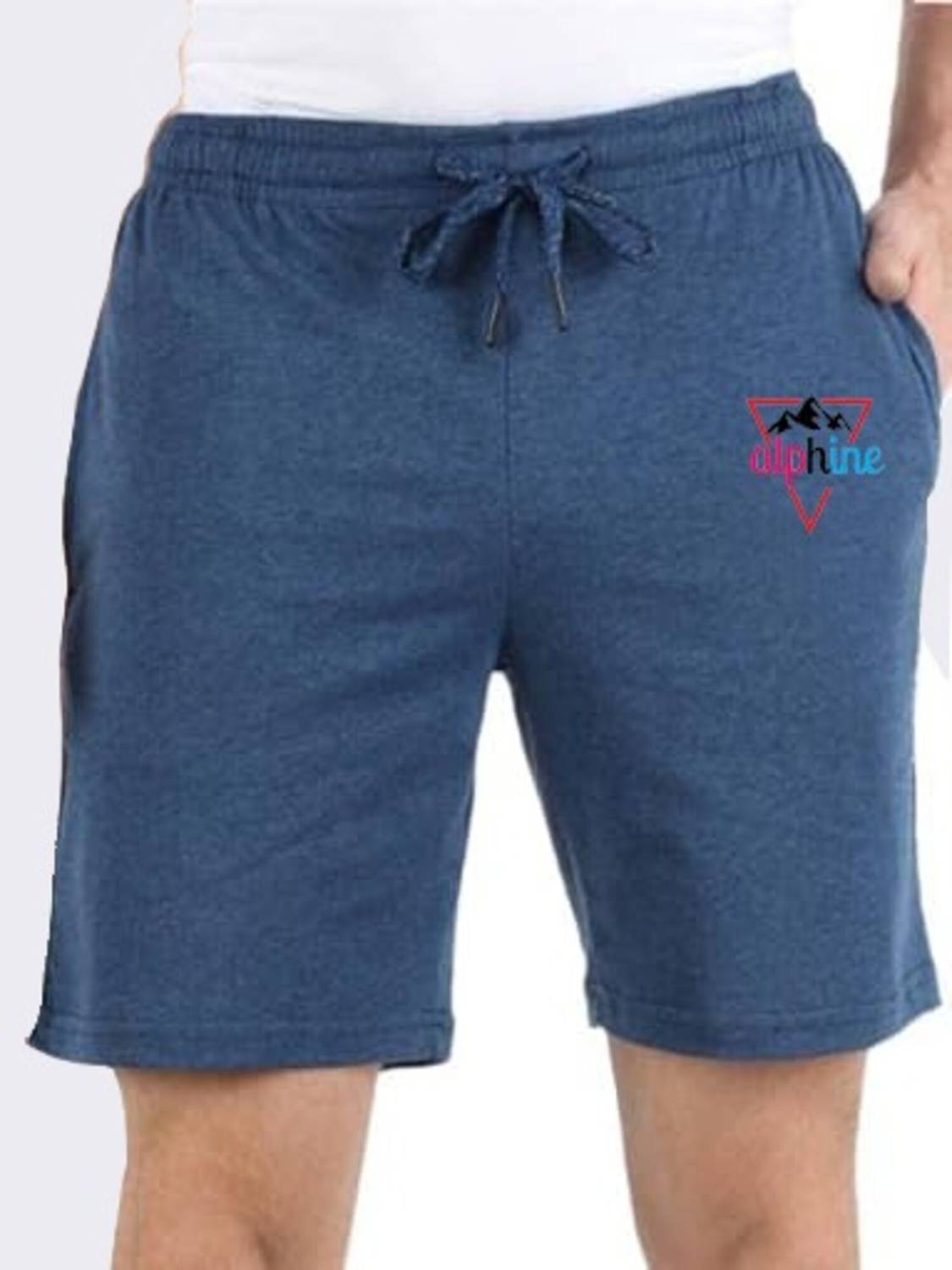 ALPHINE Solid Men Dark Blue Basic Shorts