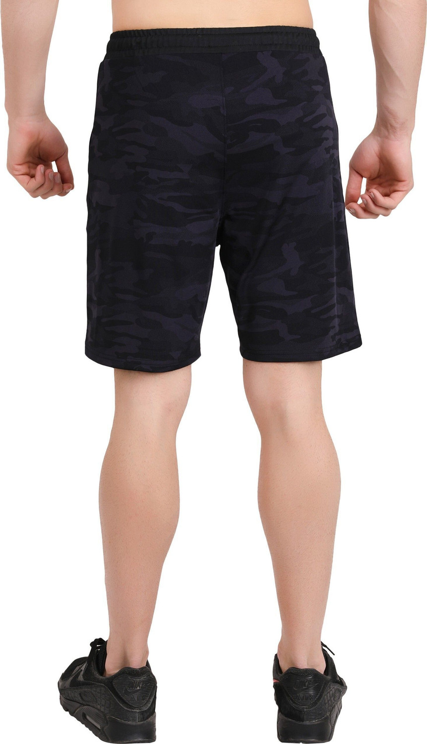 Image of never lose Solid, Printed Men Blue Gym Shorts