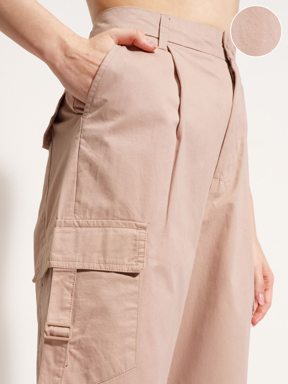 Image of Tokyo Talkies Solid Women Pink Cargo Shorts