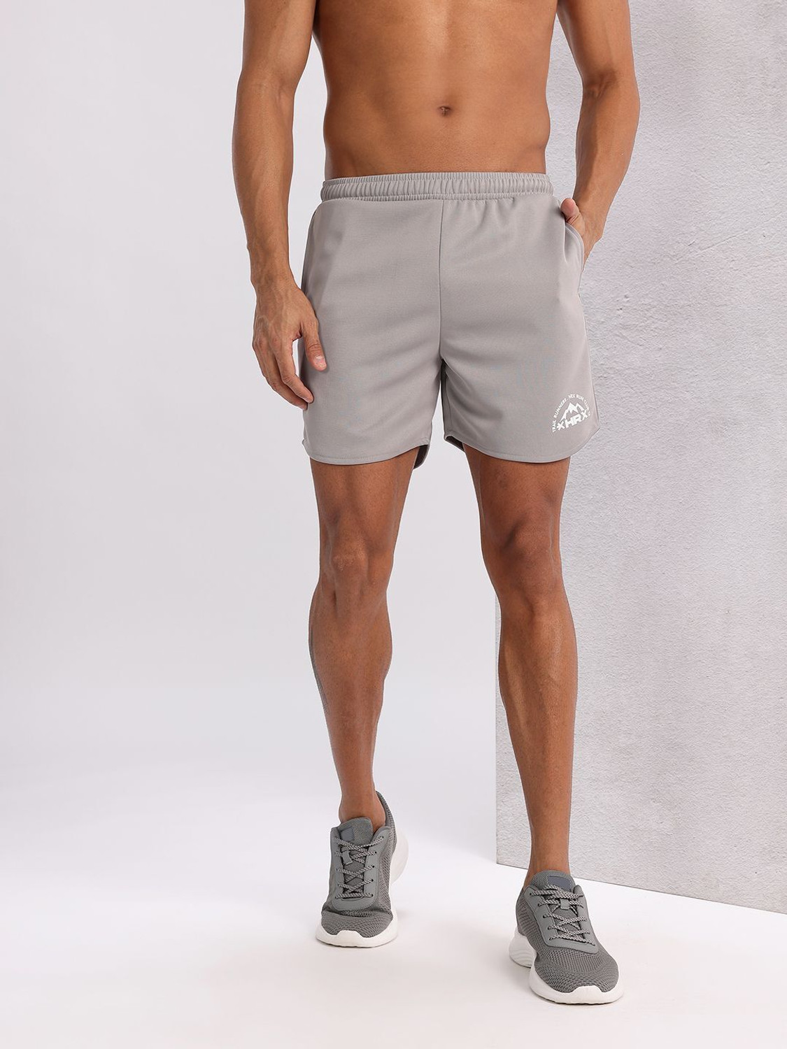 Image of HRX by Hrithik Roshan Solid Men Grey Sports Shorts