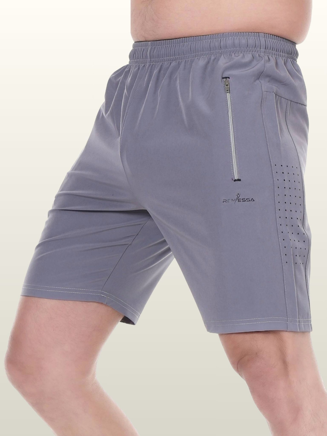 Image of Renessa Solid Men Grey Gym Shorts