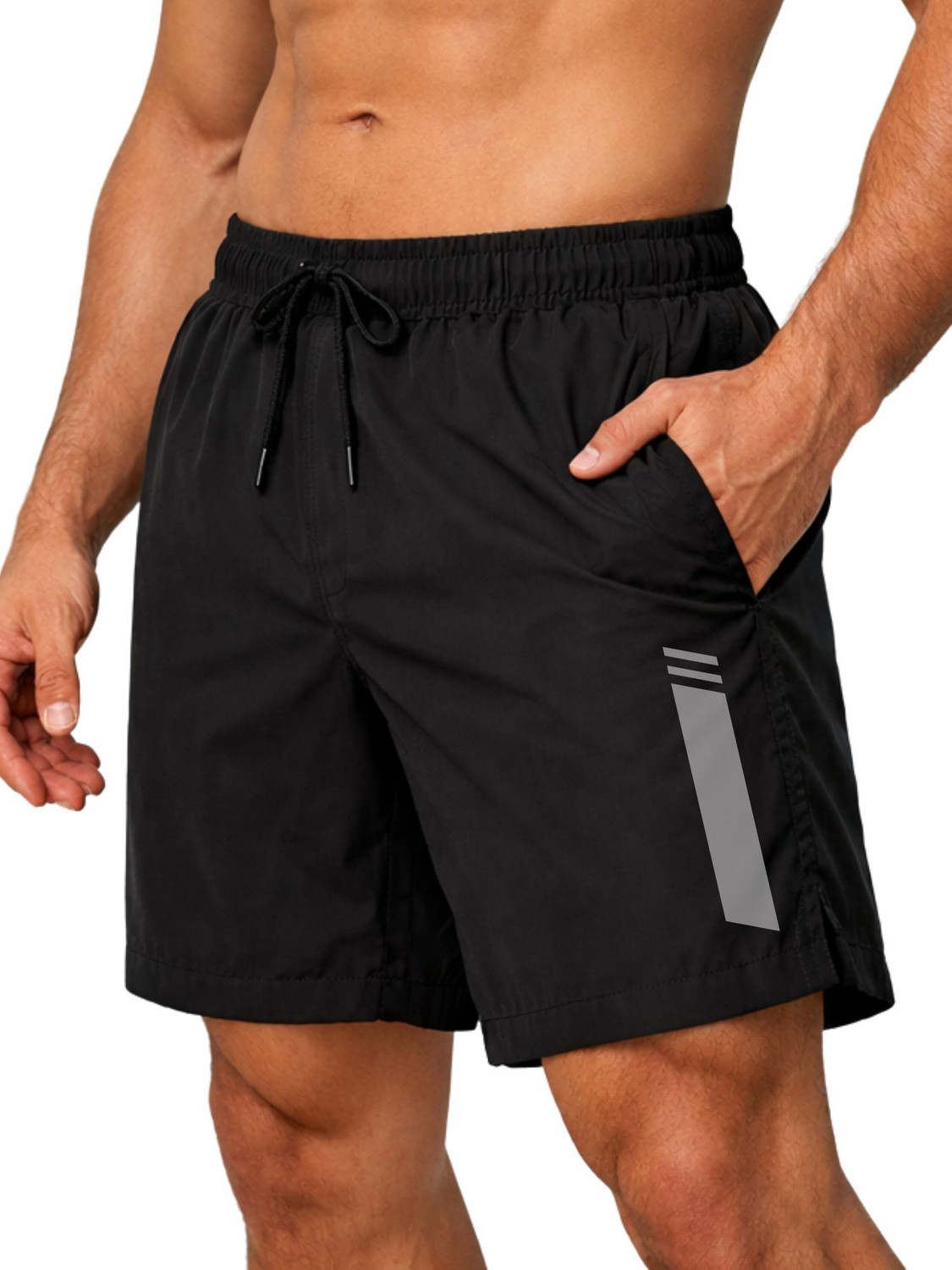 Image of 3colors Solid Men Black Sports Shorts