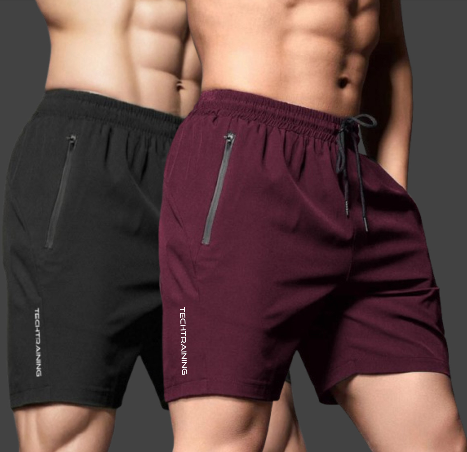 Image of LOTHRIC Solid Men Black, Maroon Gym Shorts