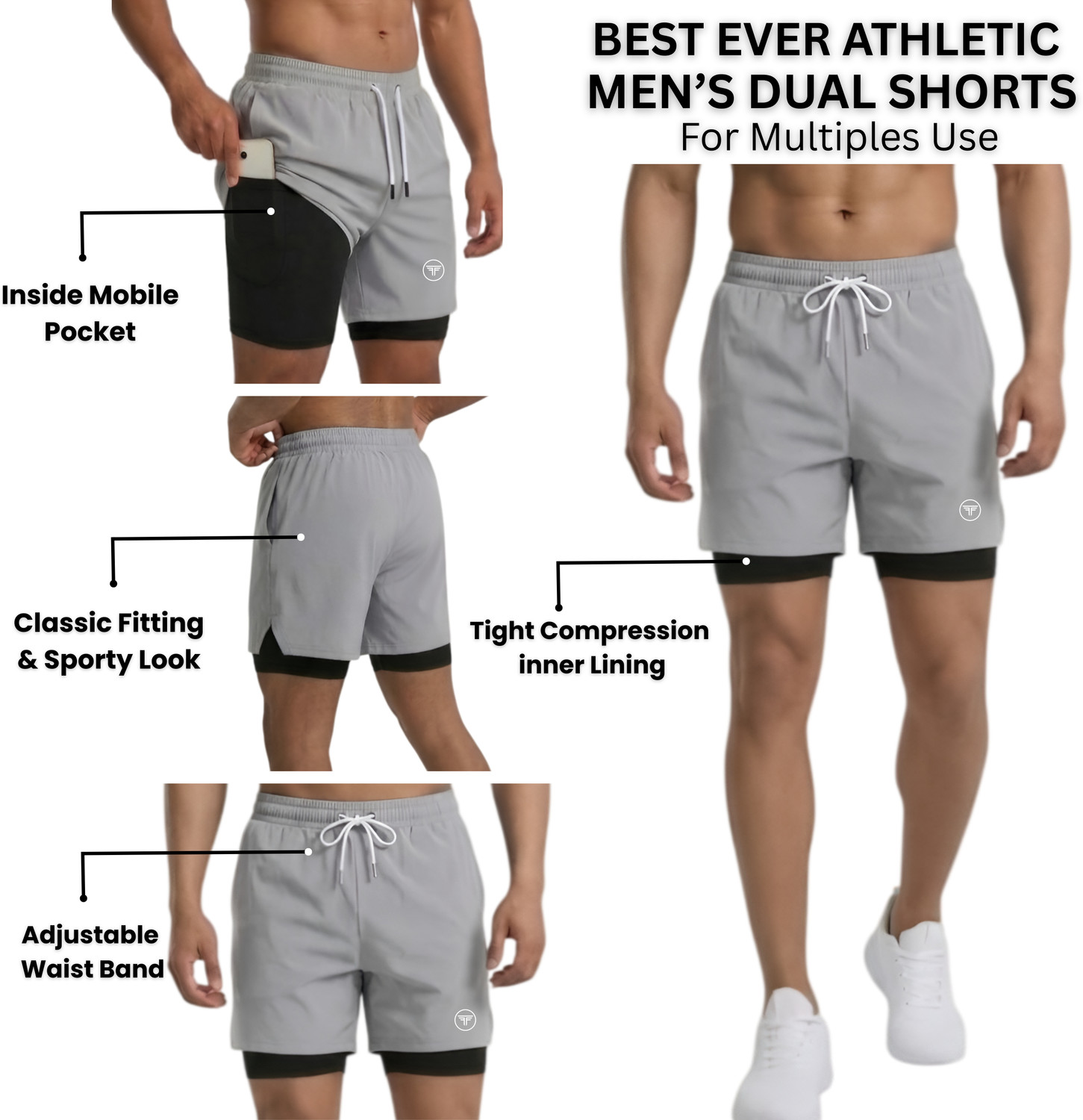 Image of FANEX FITNESS Printed Men Black, Grey Gym Shorts