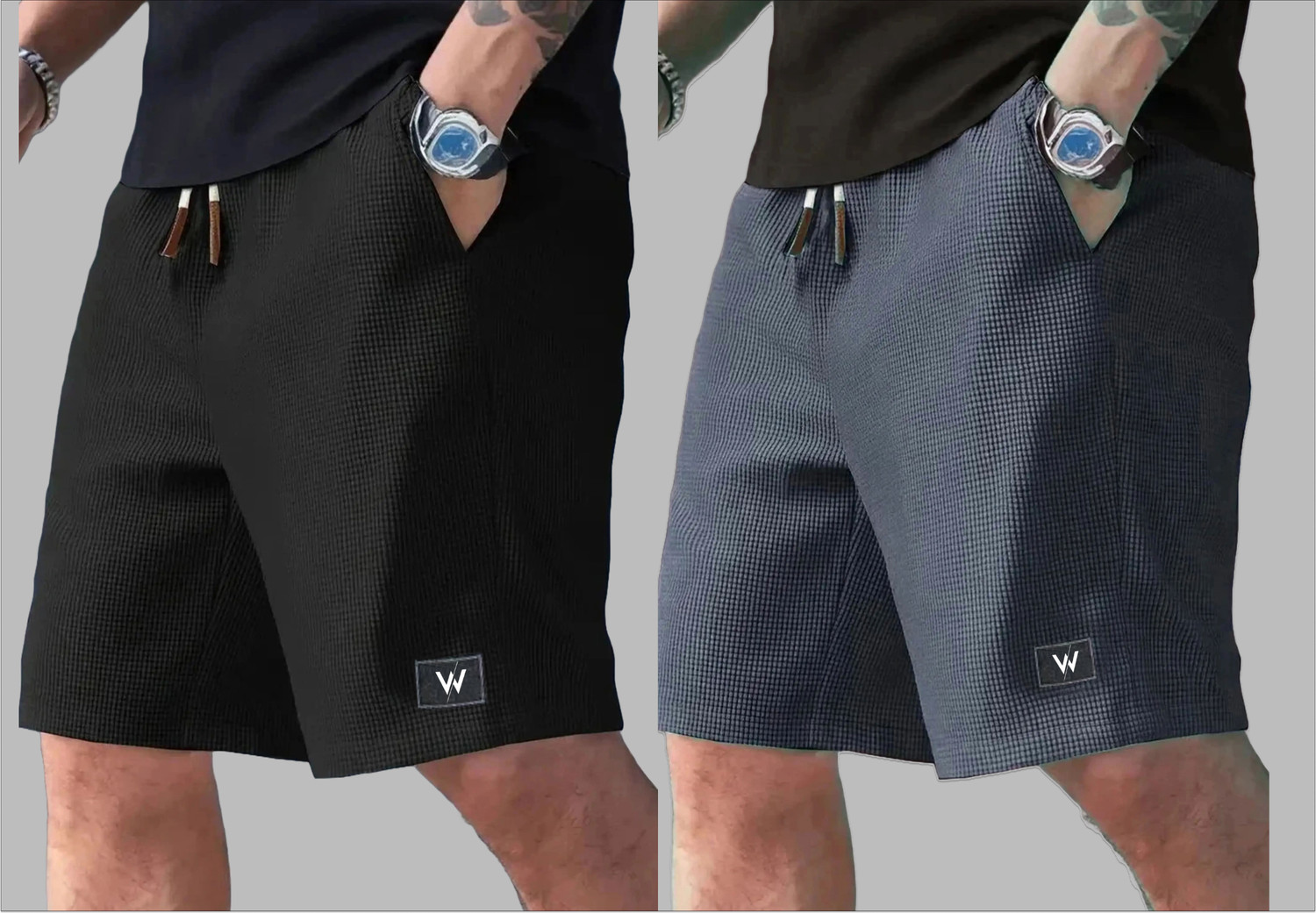 Image of DARSHANCREATIOS Self Design Men Reversible Black, Dark Grey Regular Shorts