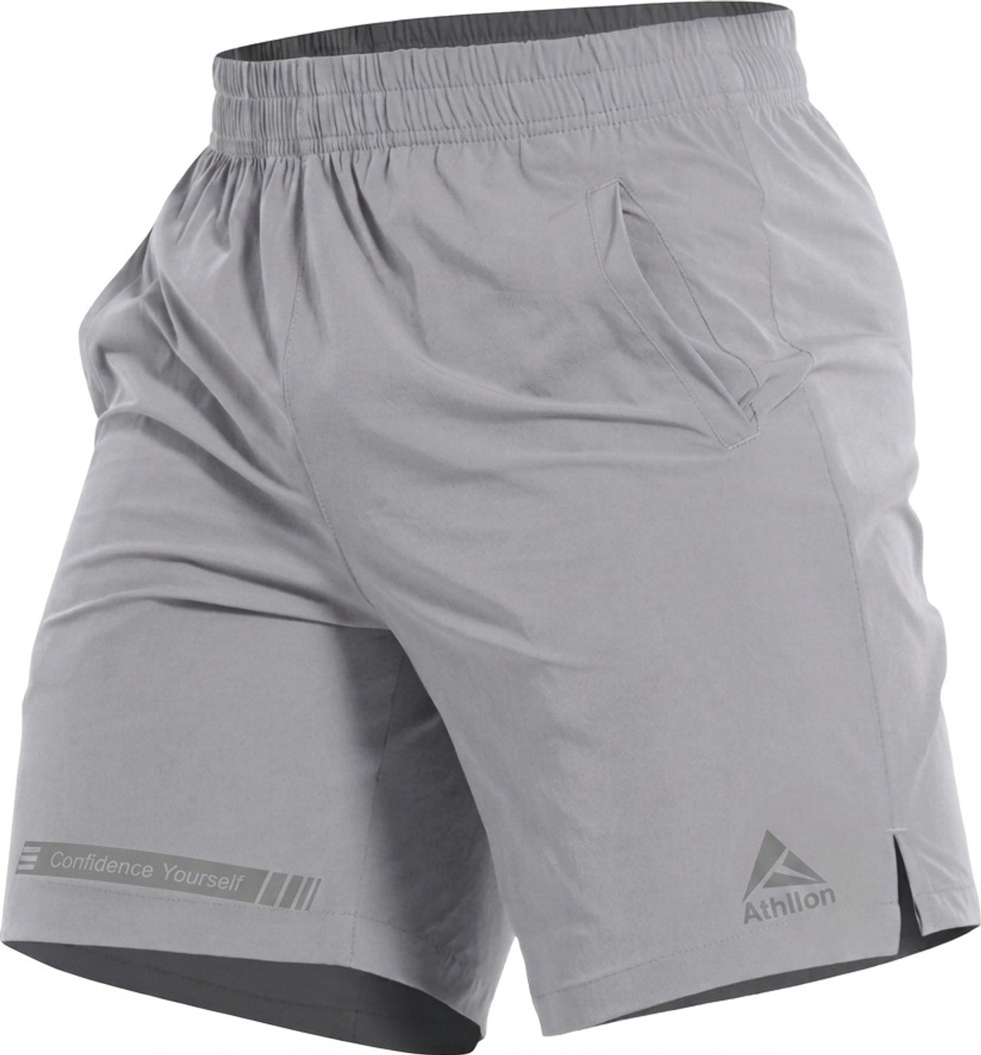 Image of ATHLLON confidence yourself Solid Men Grey Sports Shorts