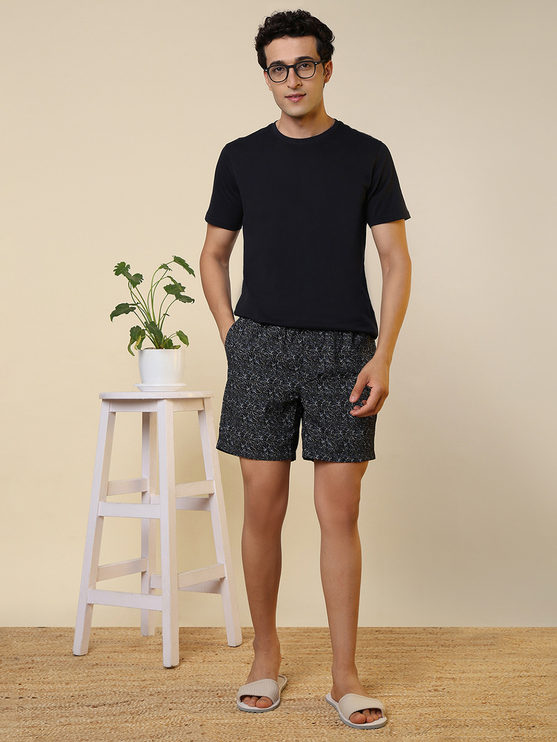 Image of SLEEPZ BY RAYMOND Printed Men Black Boxer Shorts