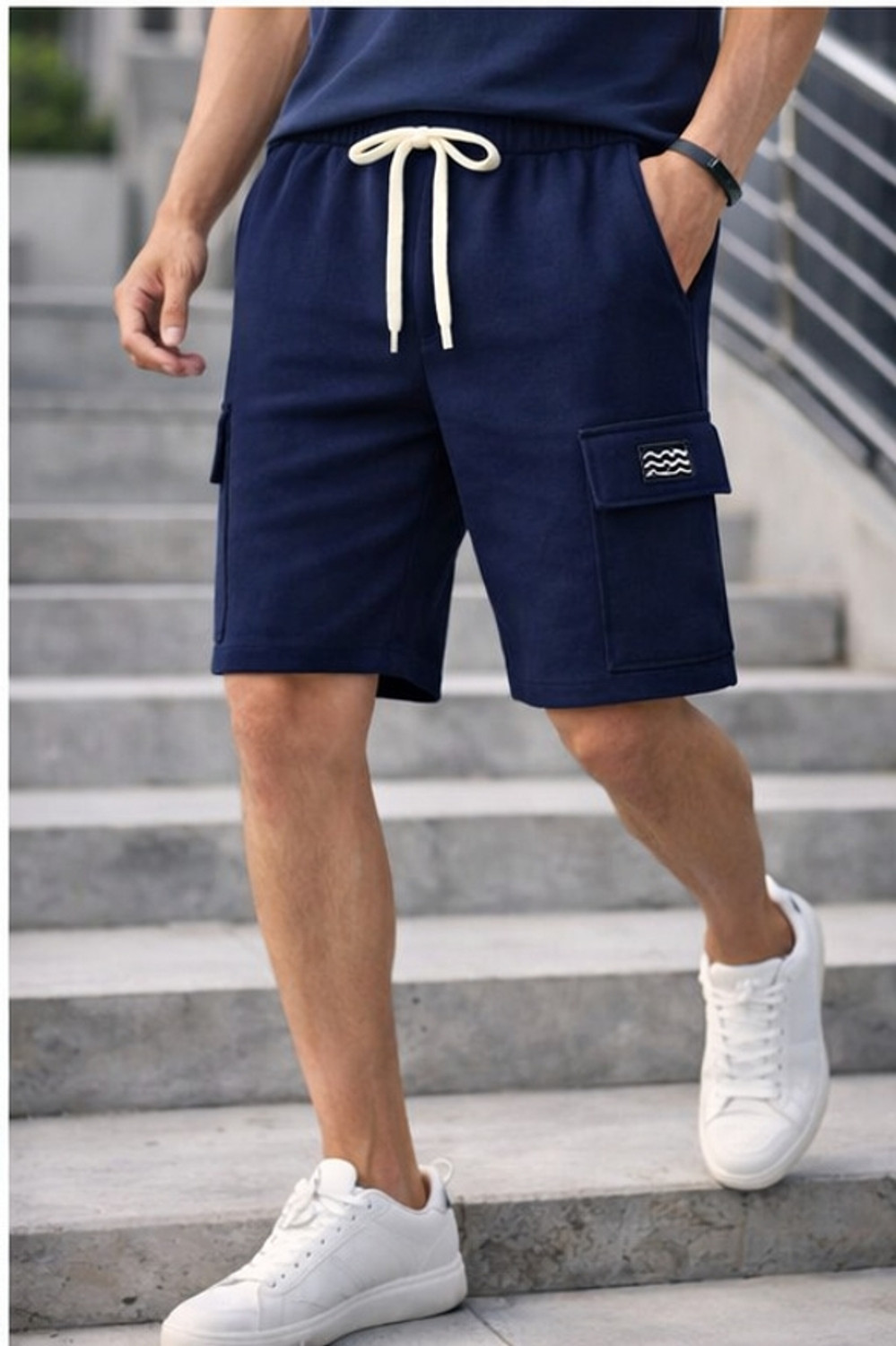 Image of METRONAUT Men pack 2 Solid Drawstring Waist Casual Knee Length Shorts Solid Men Multicolor Basic Shorts