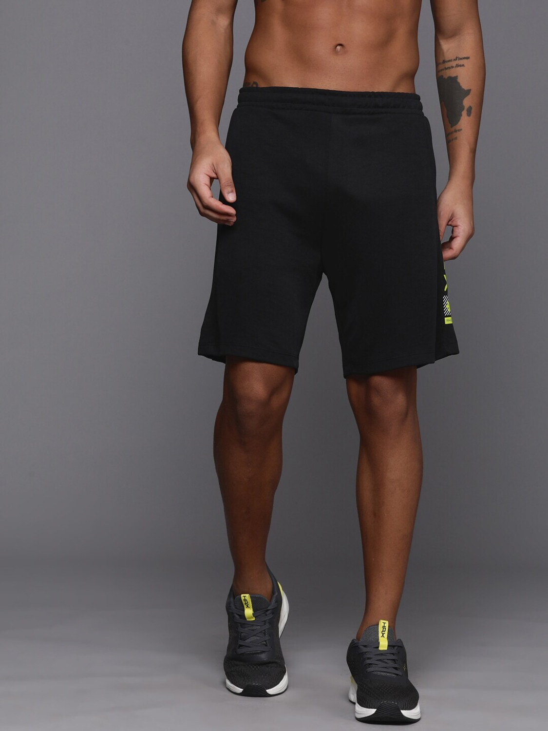 Image of HRX by Hrithik Roshan Printed Men Black Sports Shorts