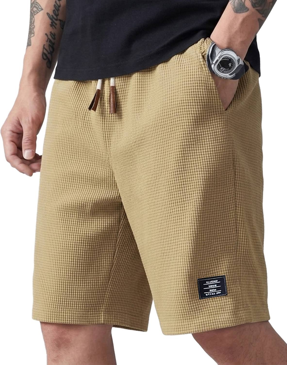 AUSK Solid Men Denim Beige Casual Shorts