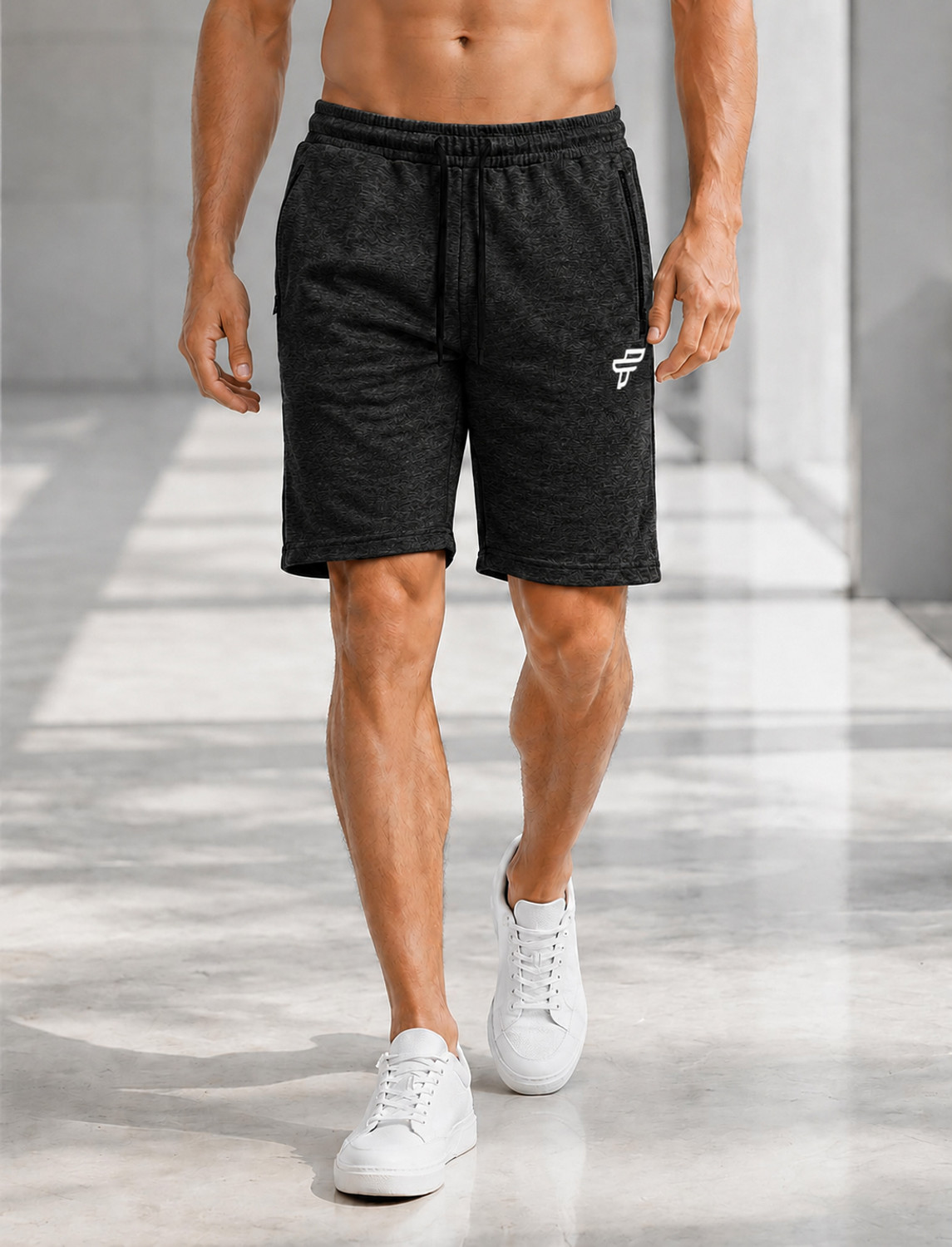 Image of FEEL TRACK Solid Men Black Basic Shorts