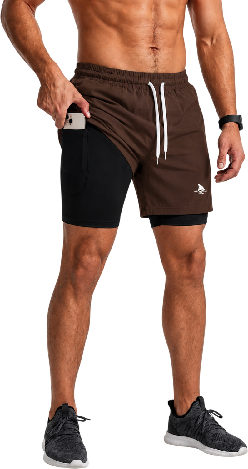 Image of BOLDSHARK Solid Men Brown Compression Shorts, Cycling Shorts, Gym Shorts, Running Shorts, Sports Shorts