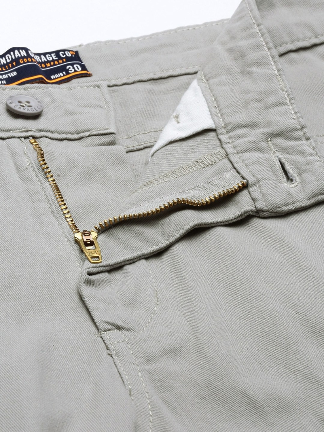 Image of The Indian Garage Co. Solid Men Grey Chino Shorts