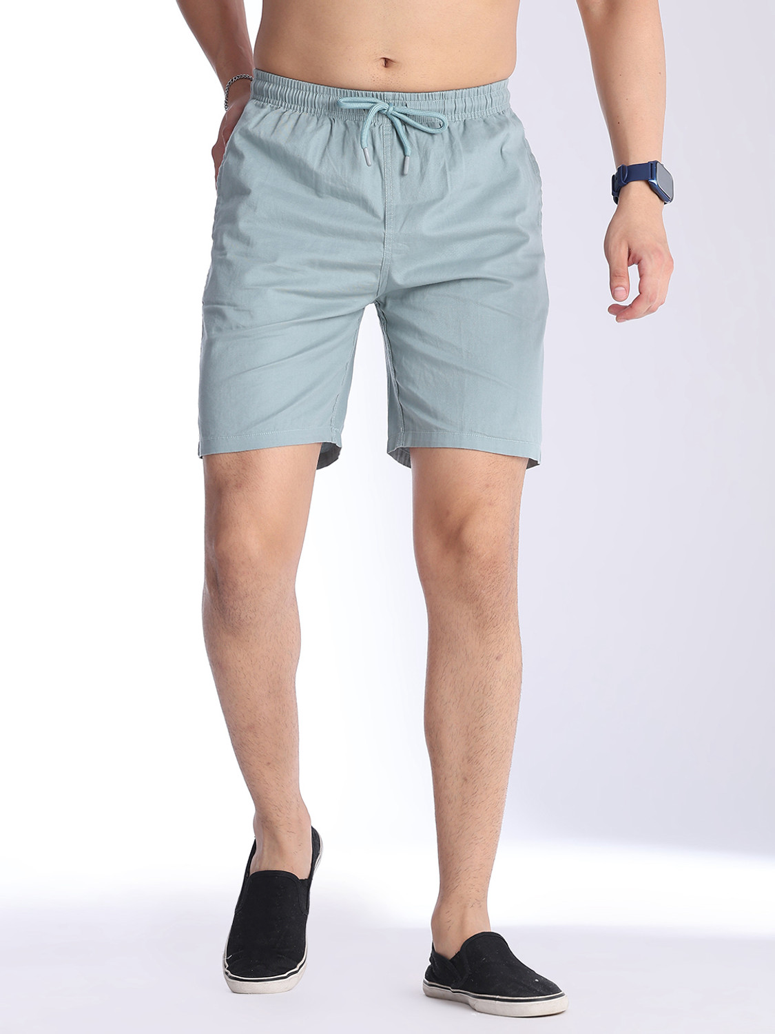 Image of V-MART Solid Men Light Blue Regular Shorts