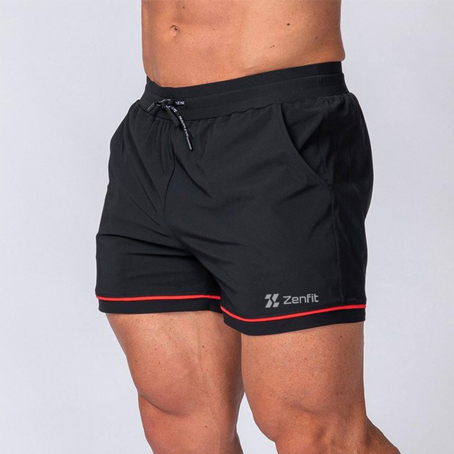 Image of zenfit Printed Men Black Sports Shorts