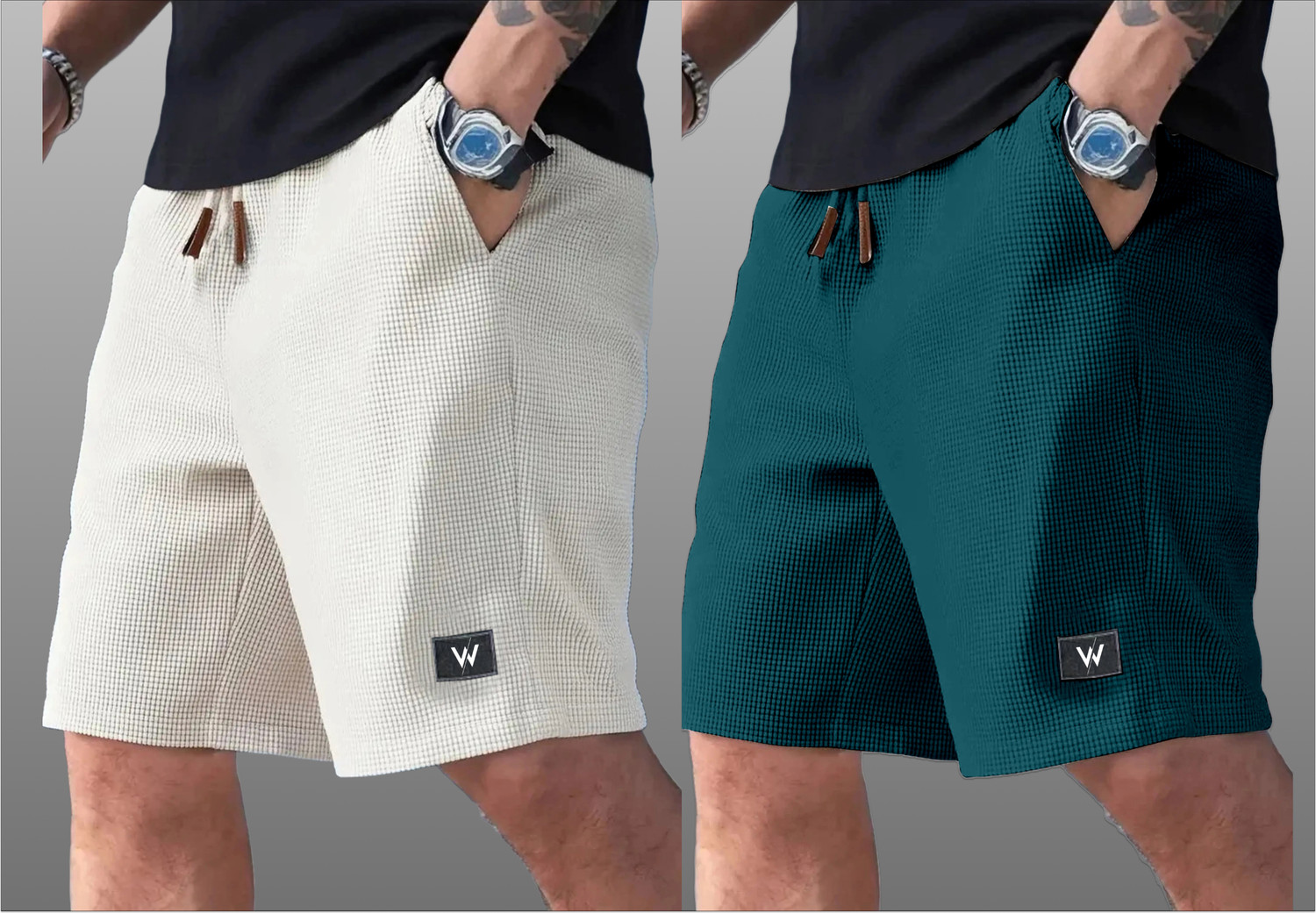 Image of VIRADIYAENTERPRISE Self Design Men Green, White Boxer Shorts