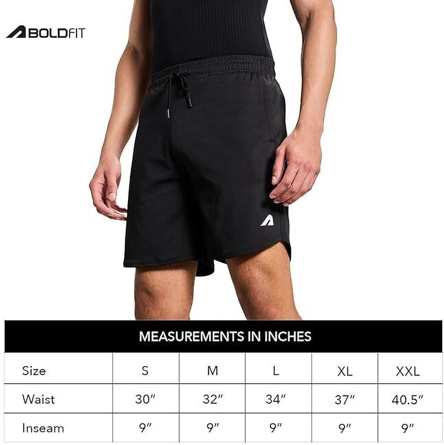 Image of BOLDFIT Solid Men Black Gym Shorts
