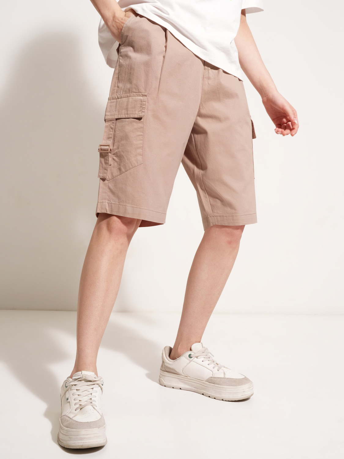 Image of Tokyo Talkies Solid Women Pink Cargo Shorts