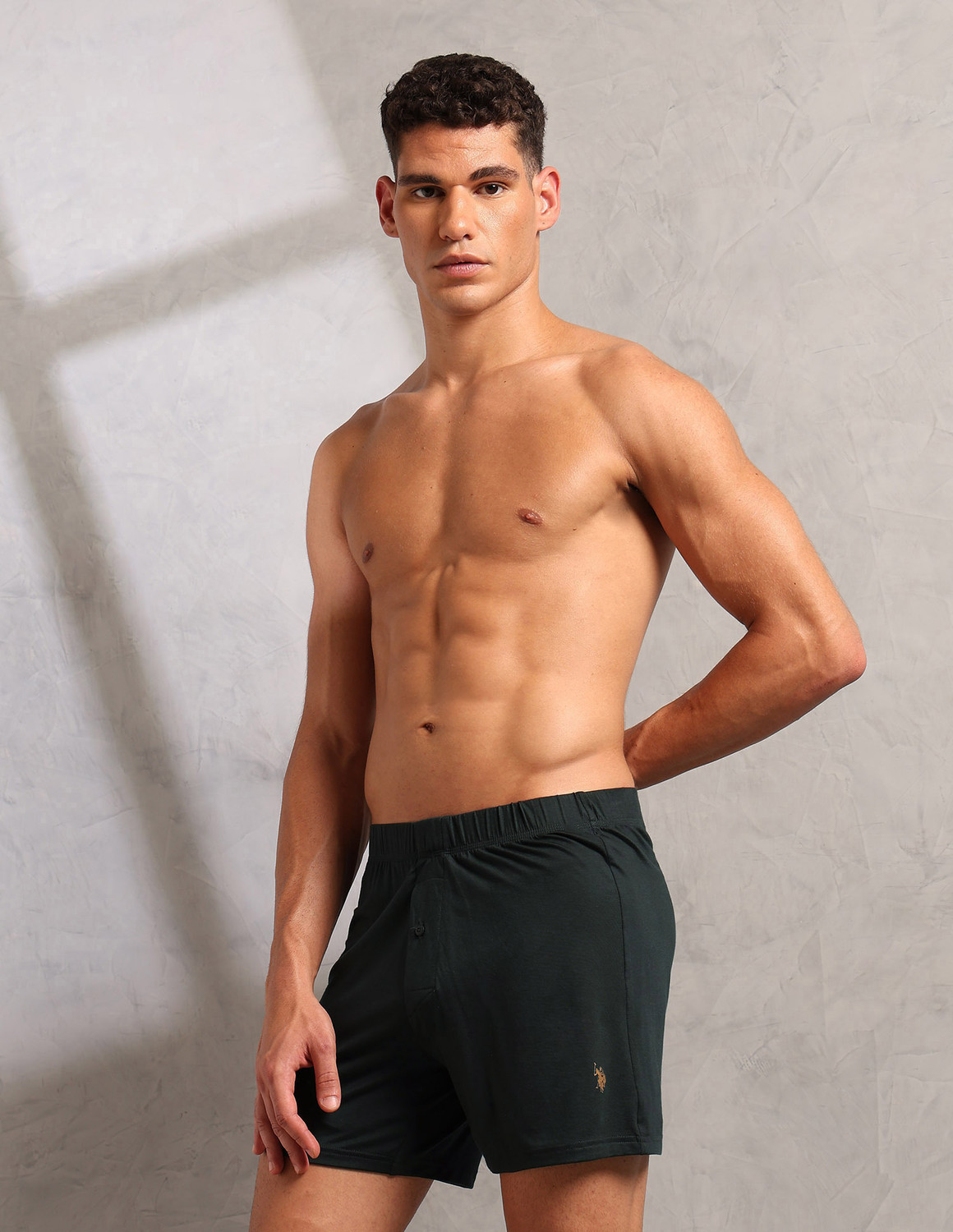 Image of U.S. POLO ASSN. Solid Men Green Boxer Shorts
