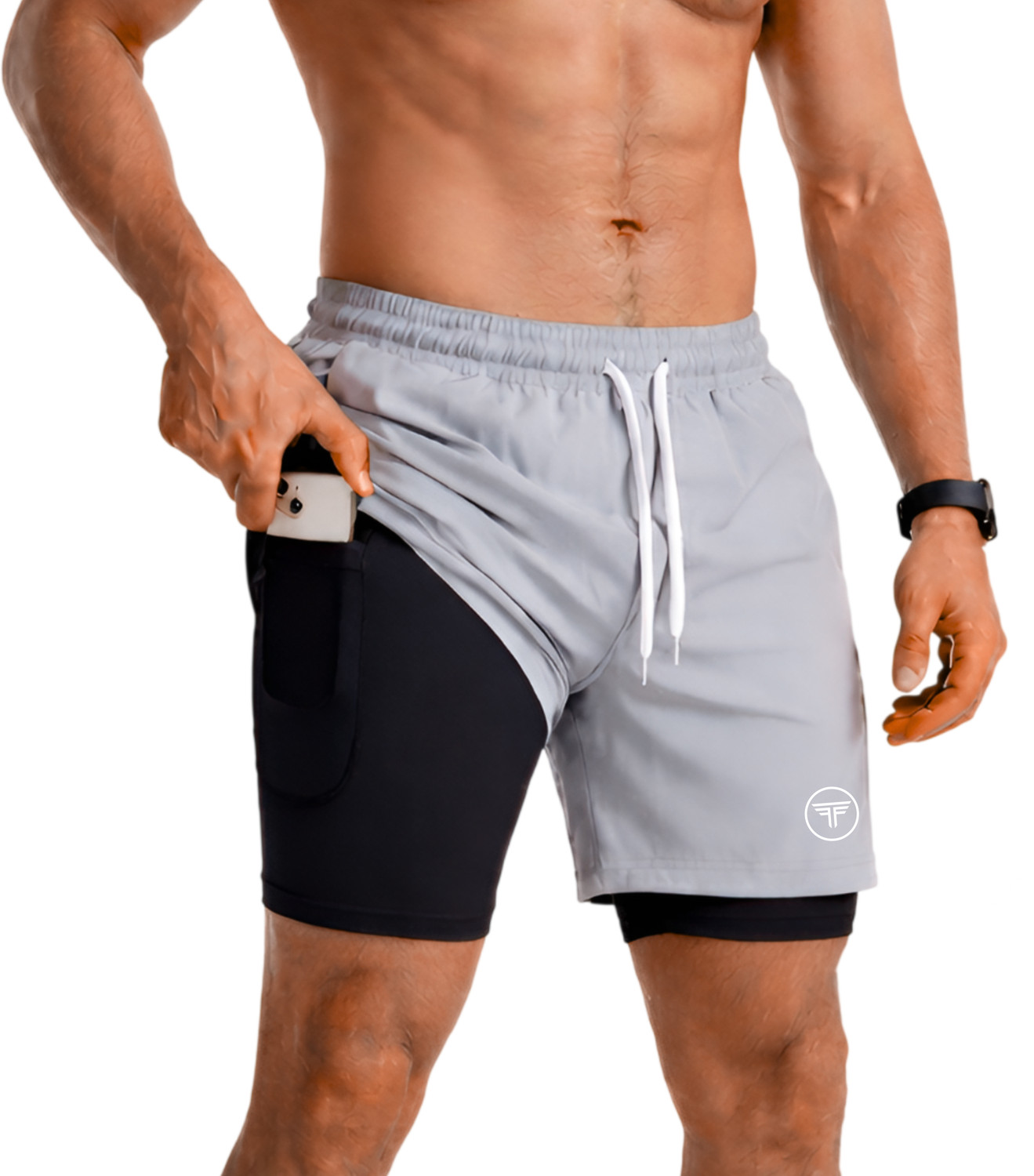 Image of FANEX FITNESS Printed Men Black, Grey Gym Shorts