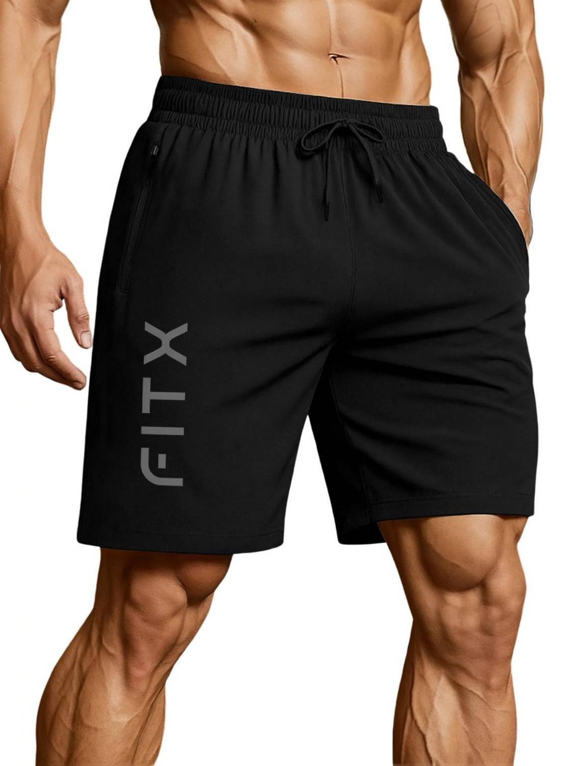 3colors Printed Men Black Sports Shorts
