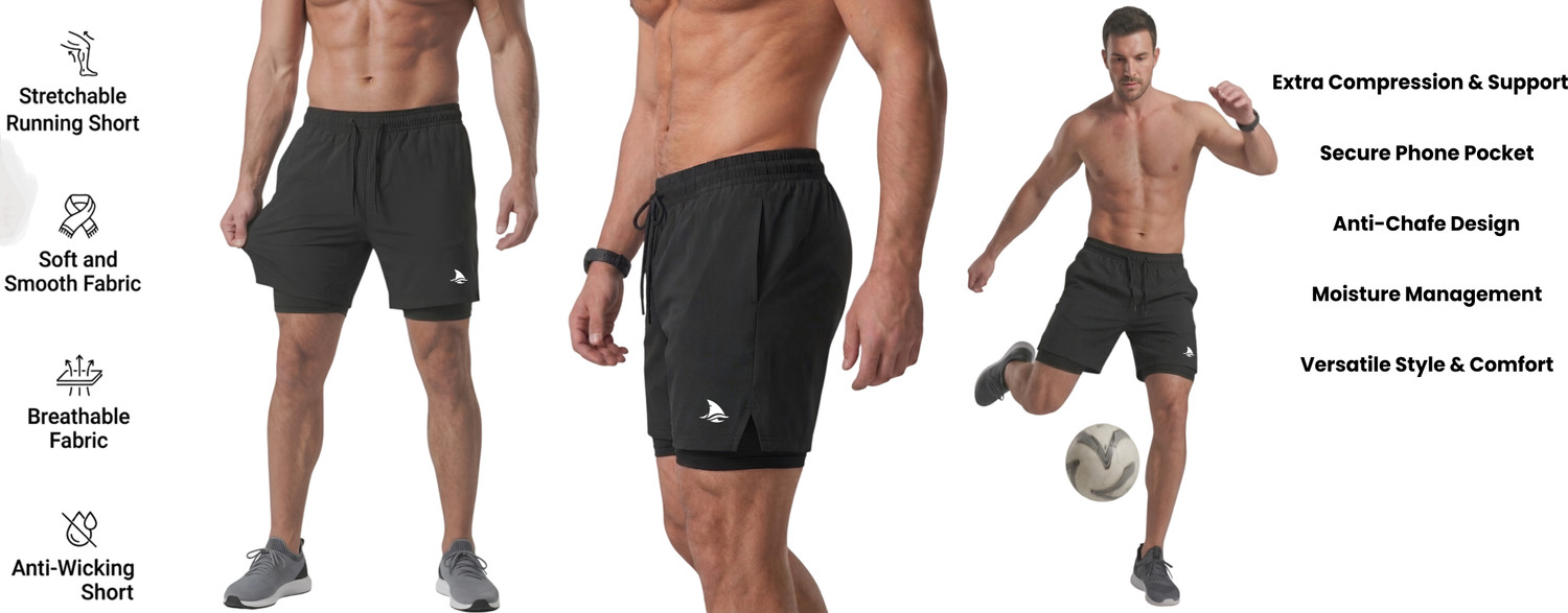 Image of BOLDSHARK Solid Men Black Running Shorts