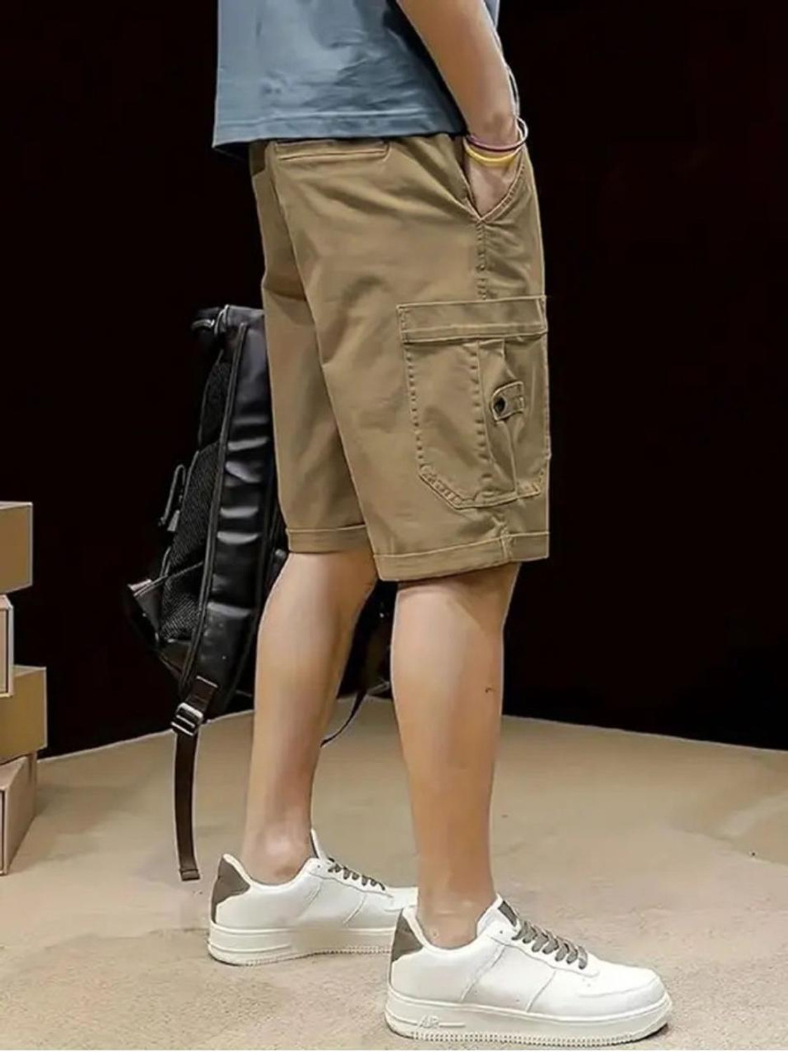 Image of JaiShiv Solid Men Reversible Black Cargo Shorts
