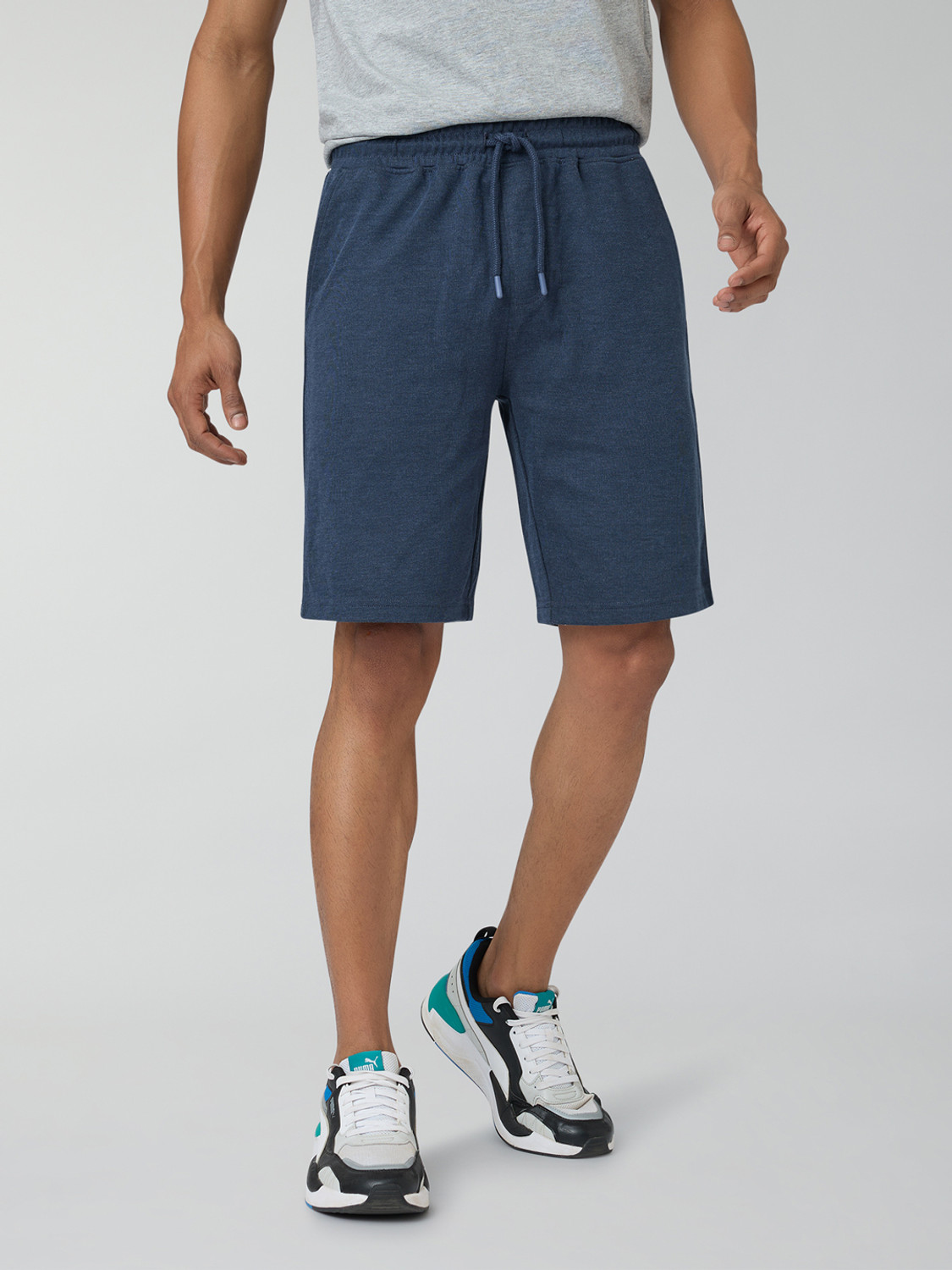 Image of XYXX Solid Men Dark Blue Casual Shorts